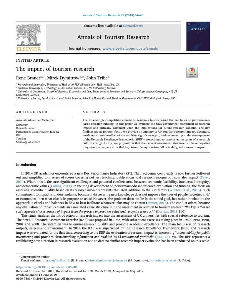 The Impact of Tourism Research | PDF | Tourism | Case Study