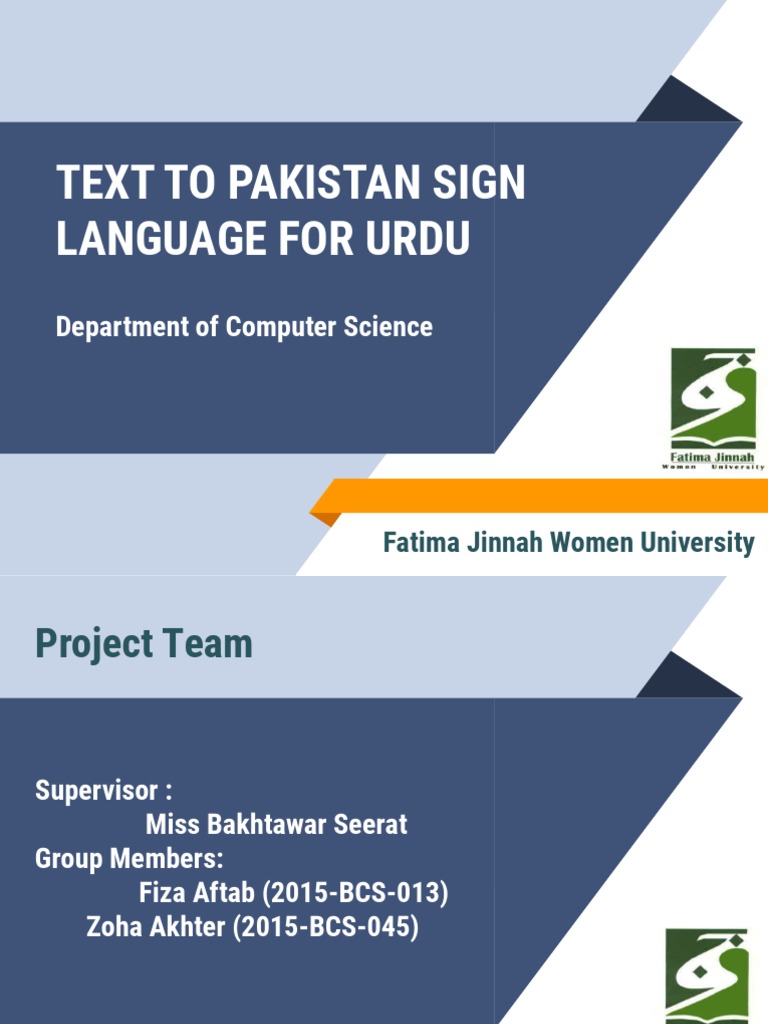 Text To Pakistan Sign Language For Urdu: Department of Computer Science ...