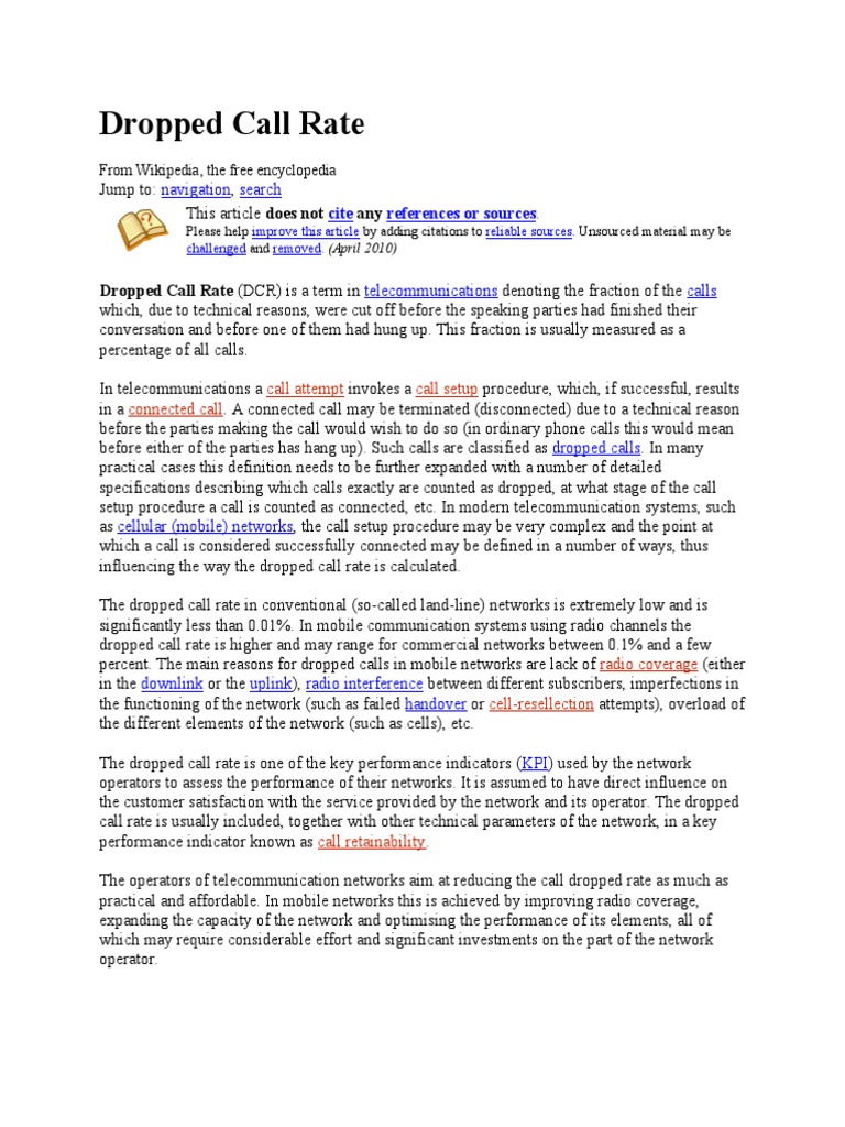 Understanding Dropped Call Rate (DCR) | PDF | Service Industries ...