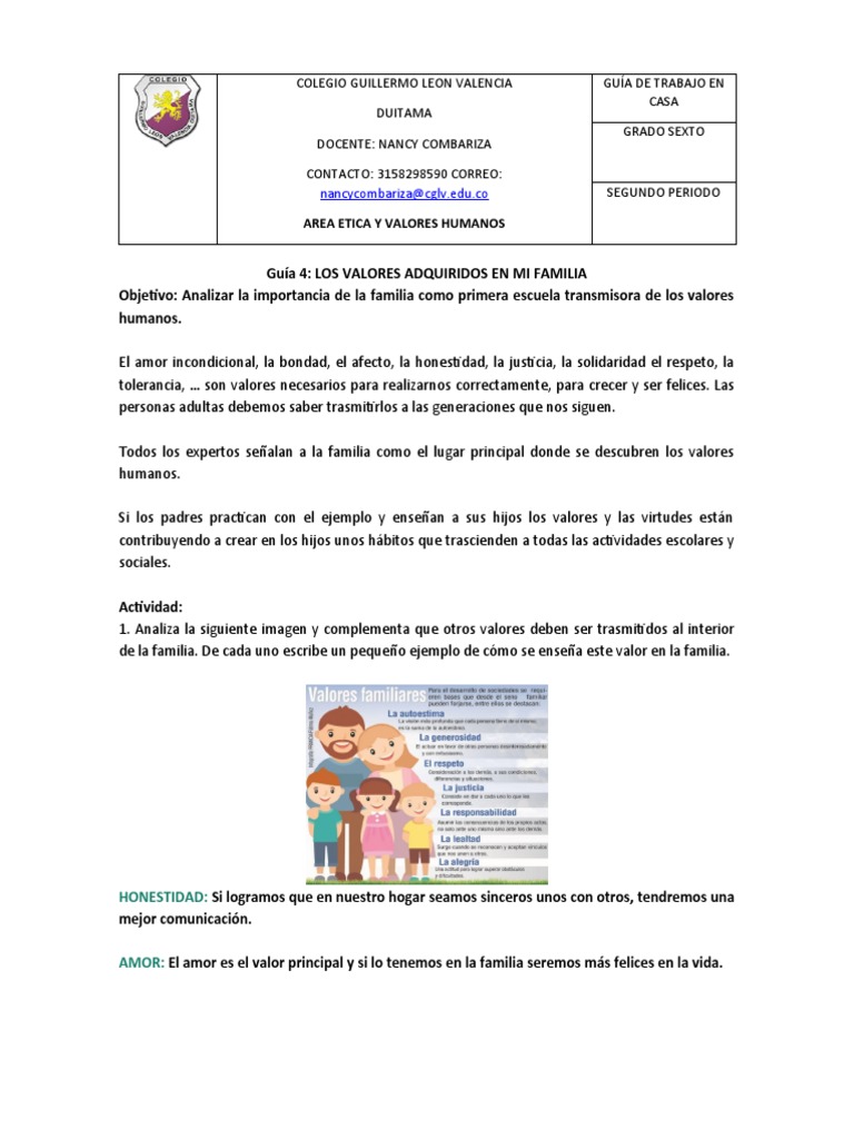 Valores Familiares en la Educación Infantil | PDF | Amor | Enseñando y ...