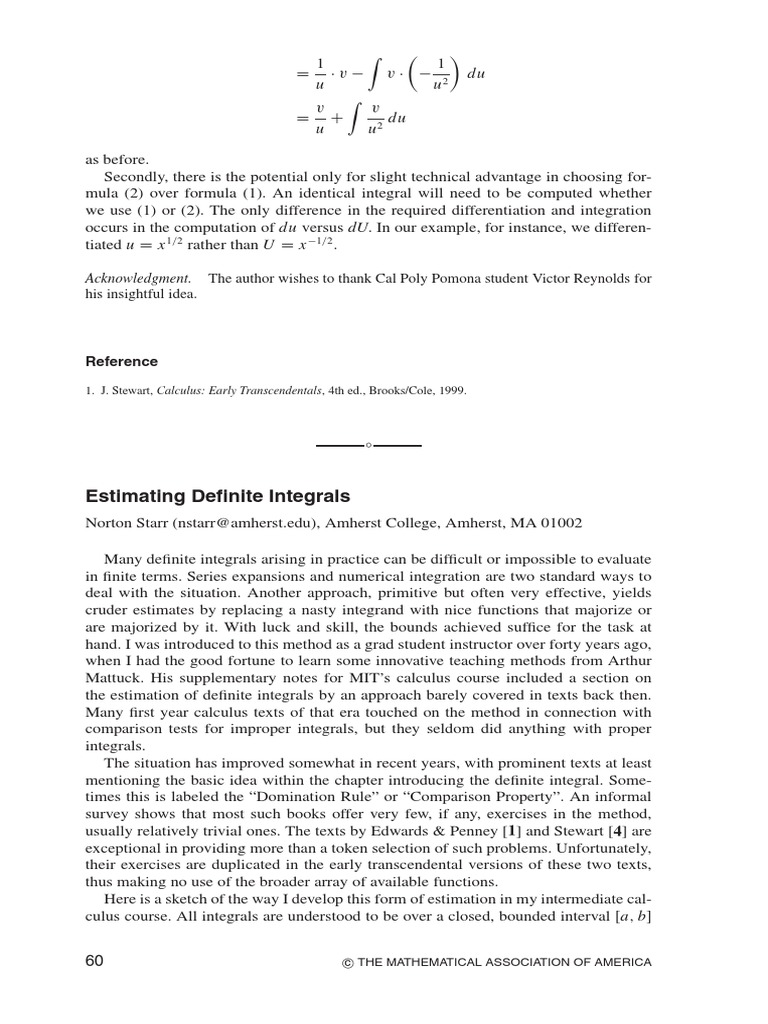 Estimating Definite Integrals: Acknowledgment | PDF | Integral ...