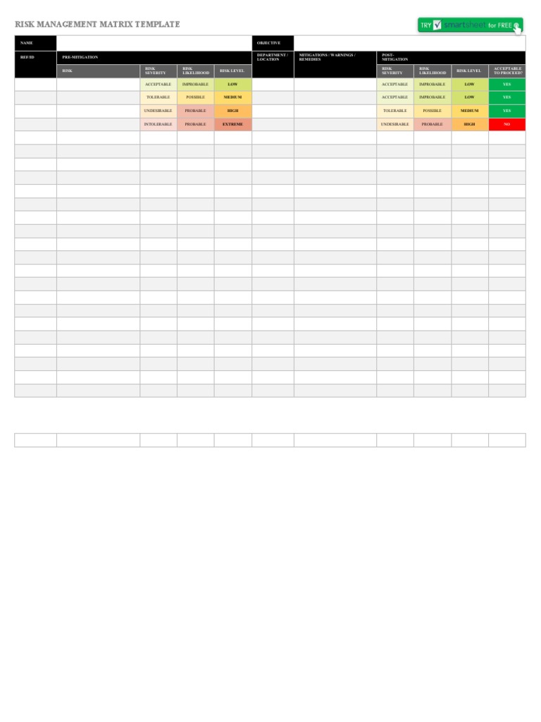 Risk Management Matrix Template | PDF