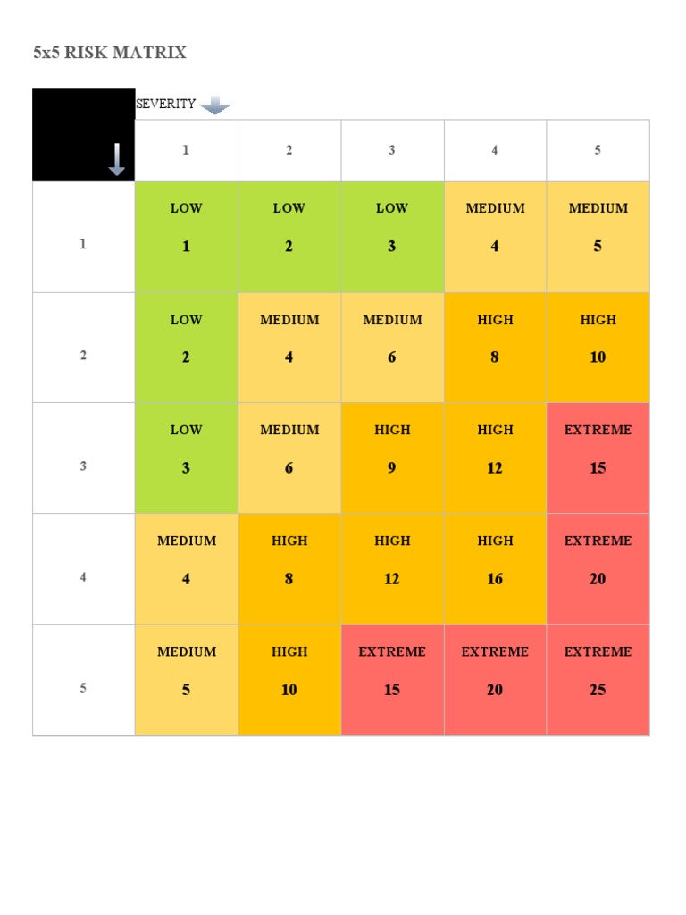 5x5 Risk Matrix Template Guide | PDF