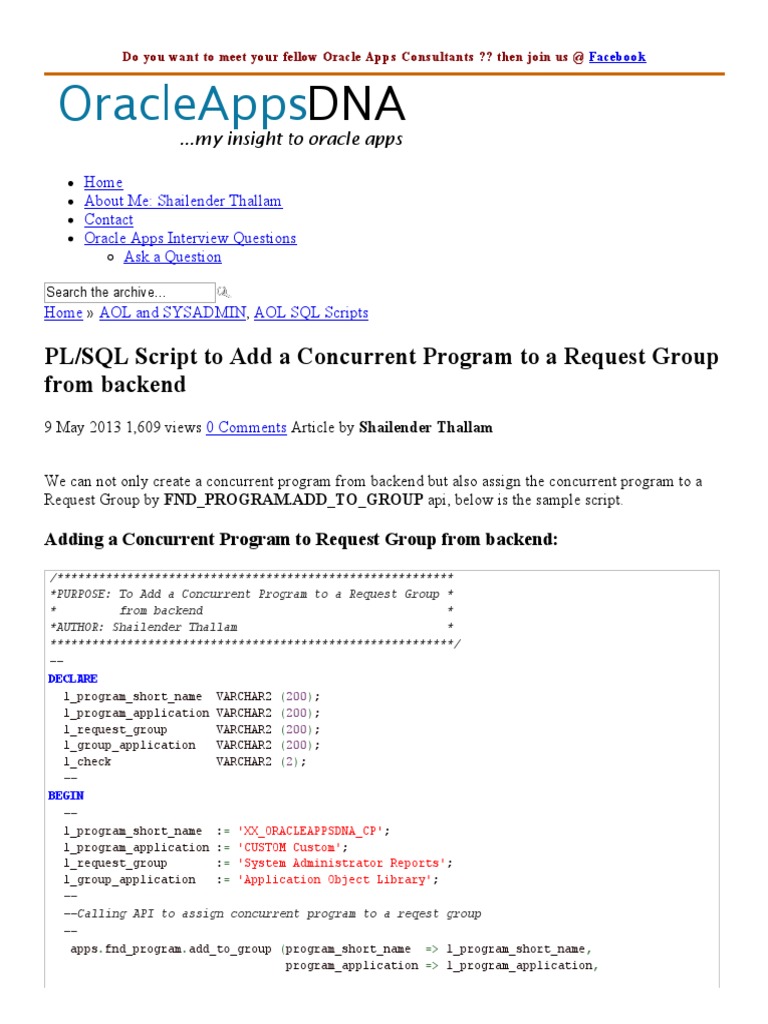 PL - SQL Script To Add A Concurrent Program To A Request Group From ...