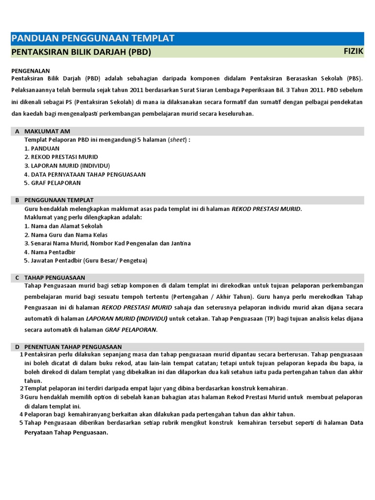 Templat Pelaporan Pbd Fizik Ting 4 Pdf
