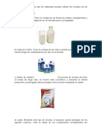 Materiales envases leche, zumo, fresas, colonia, detergente, aceite, verduras