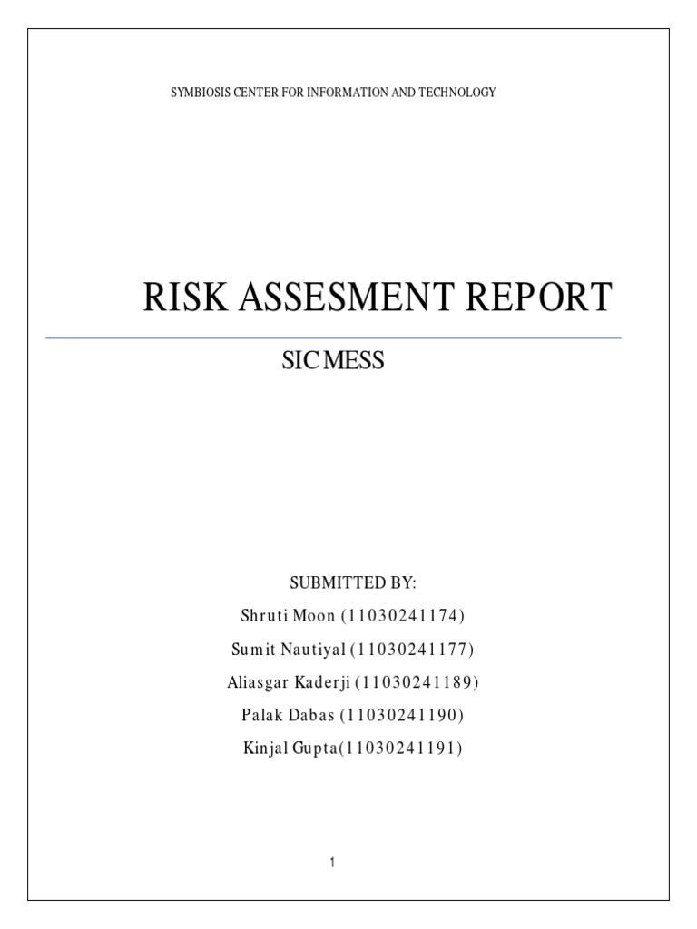 SIC Mess Risk Assessment Report | PDF | Risk Assessment | Risk