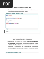 Sum of Two Numbers Program in Java