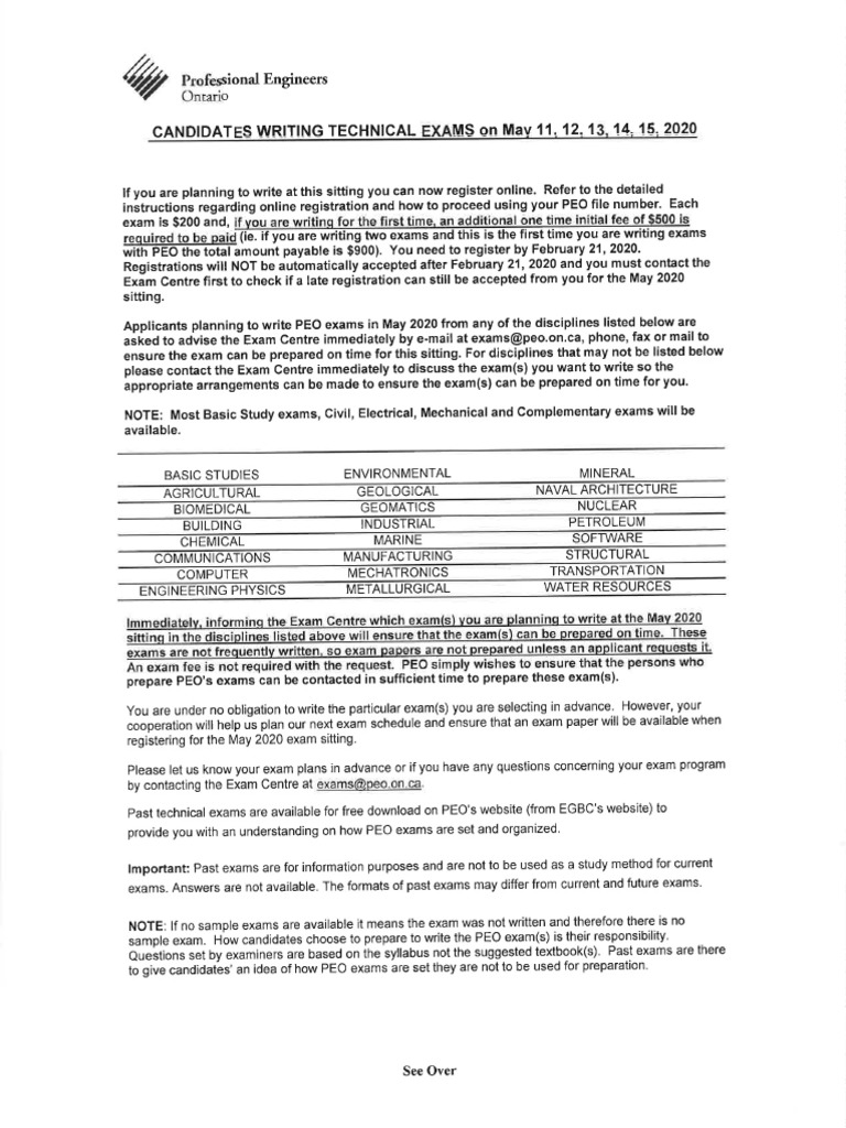 TechnicalExamNotice May2020 | PDF