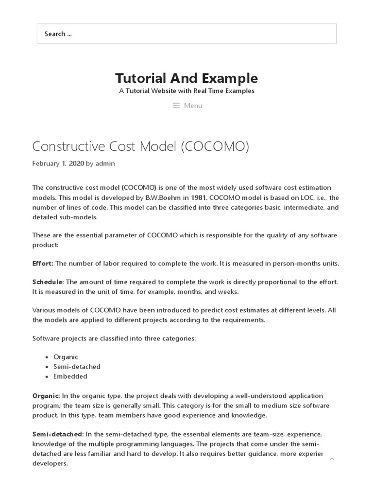 Constructive Cost Model Tutorial and Example PDF