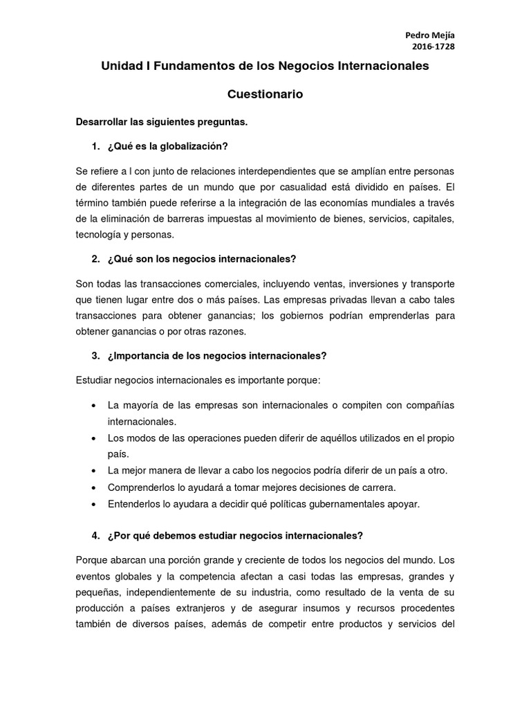 Fundamentos de Los Negocios Internacionales | PDF | Negocios ...