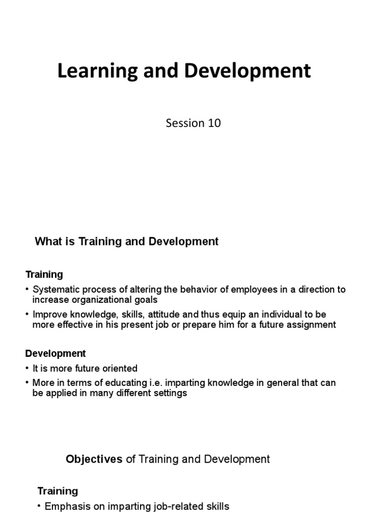 Training and Development Overview Guide | PDF | Needs Assessment | Goal