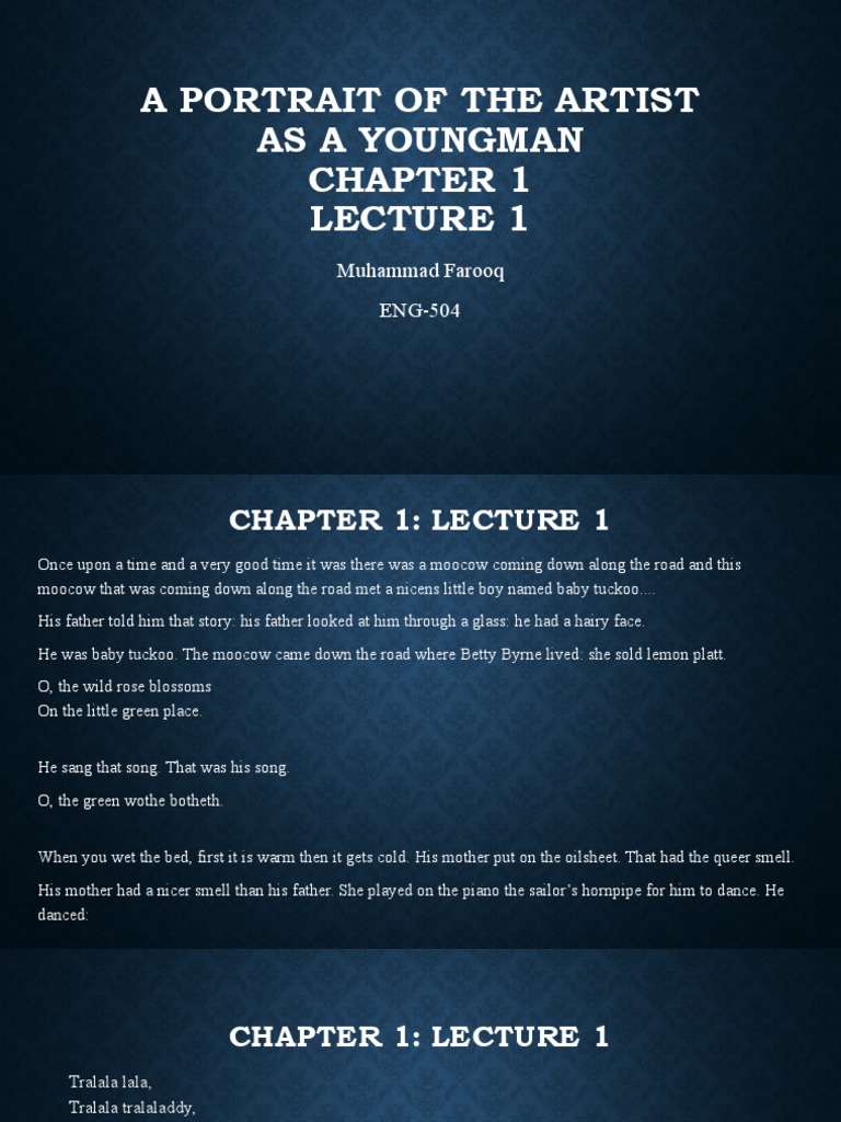 Lecture 1: A Portrait of the Artist | PDF | Poetry