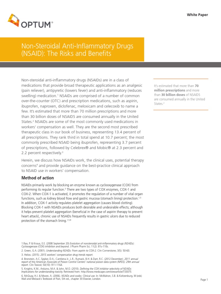 NonSteroidal AntiInflammatory Drugs (NSAID) The Risks and Benefits