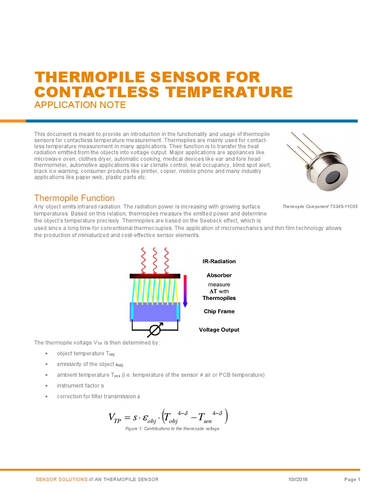 Analog Digital Thermopile Application Note PDF PDF Sensor