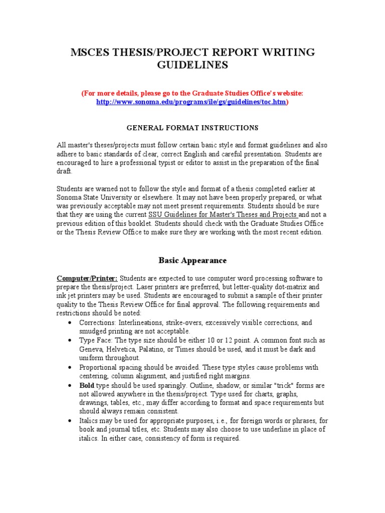 Msces Thesis/Project Report Writing Guidelines: (For More Details ...