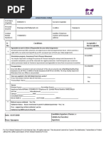 Conditions Form: SI No - Conditions Acceptable / Not Acceptable