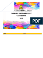 RPT Penjajaran Matematik Tahun 1