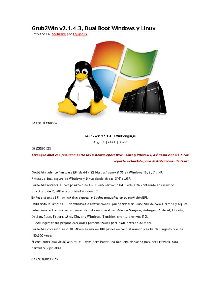 Grub2Win: Arranque Dual Windows y Linux | PDF | Compatibles con PC Ibm ...