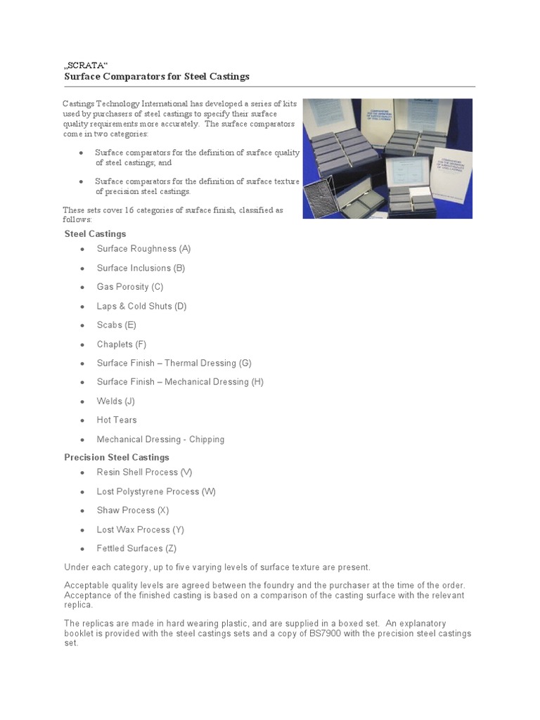 Surface Comparators For Steel Castings Scrata" PDF Casting