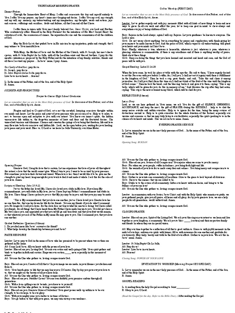 Trinitarian Morning Prayer Guide | PDF | God The Father | Prayer