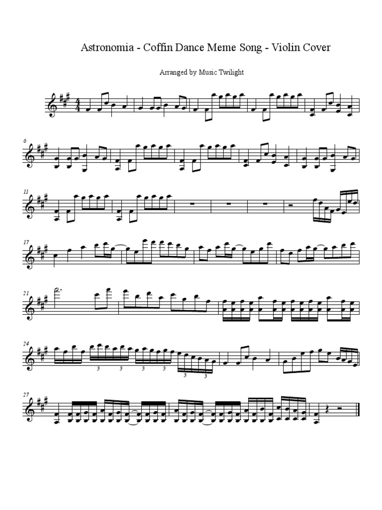 Astronomia Coffin Dance Meme Song Violin Page 1 Pdf