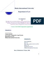Dhaka International University Department of Law: An Assignment On