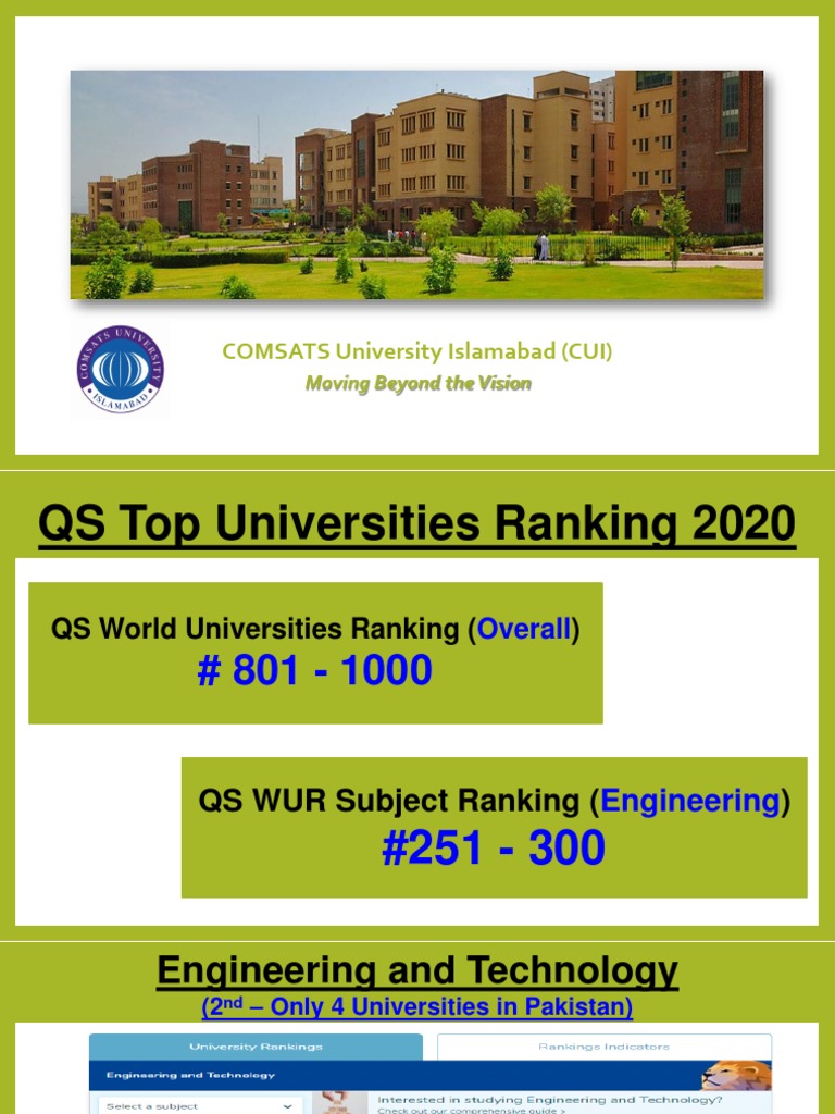 CUI QS Rankings 2020: Engineering Highlights | PDF | Computers