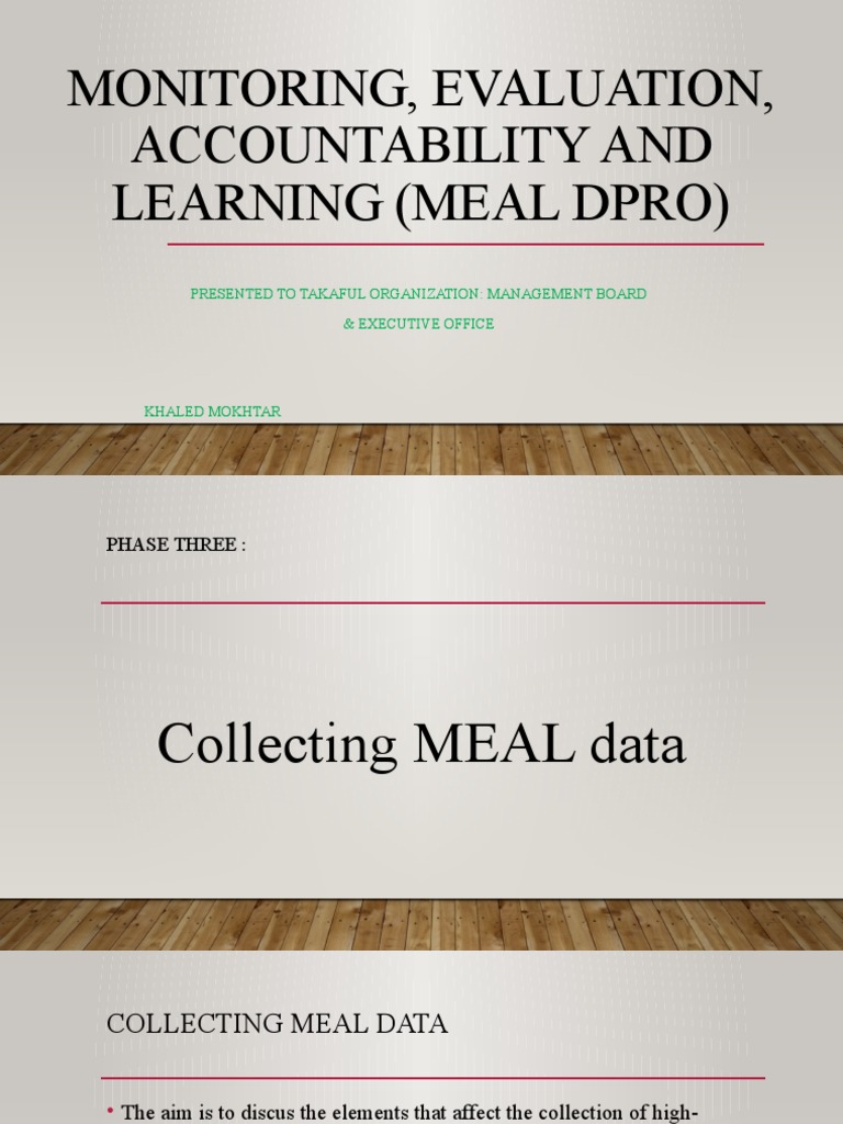 Monitoring, Evaluation, Accountability and Learning (Meal Dpro) | PDF ...