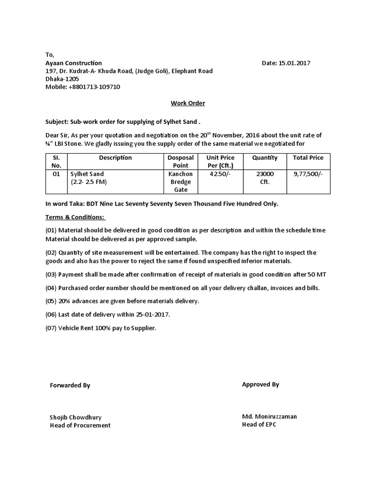 Work Order - 02 | PDF | Finance & Money Management | Home & Garden