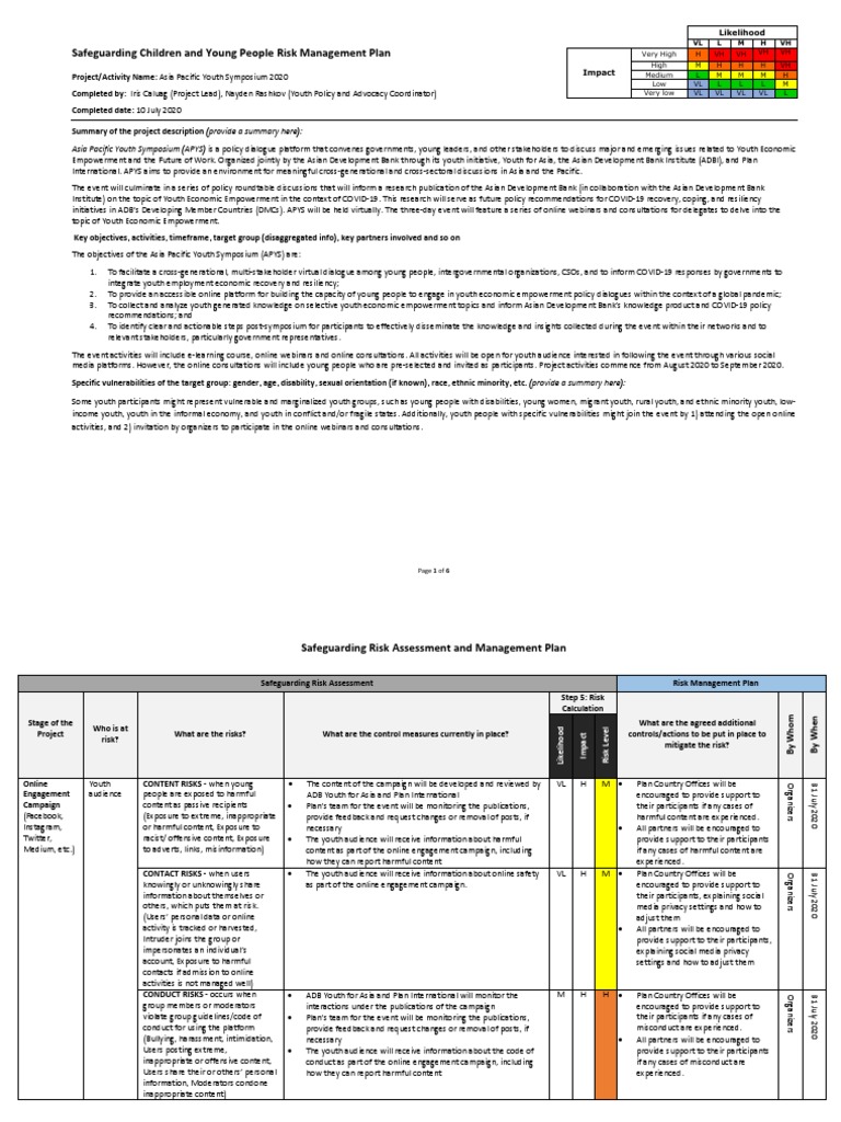 APYS Risk Assessment Signed 030820 PDF | PDF | Social Media | Popular ...