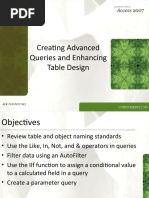 Creating Advanced Queries and Enhancing Table Design