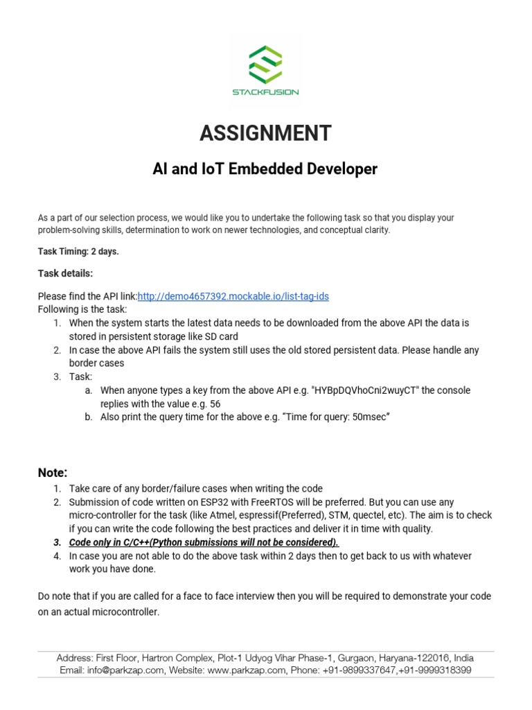 AI & IoT Developer Assignment Guide | PDF | Microcontroller ...