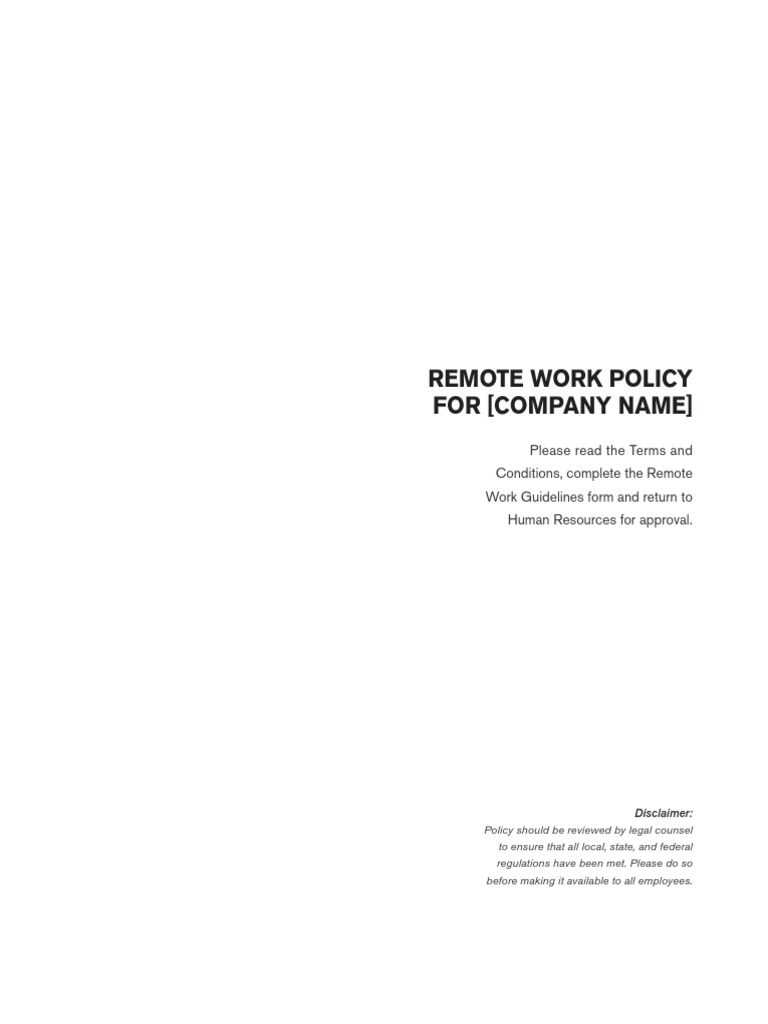 Remote Work Policy For (Company Name) | PDF | Supervisor | Employment