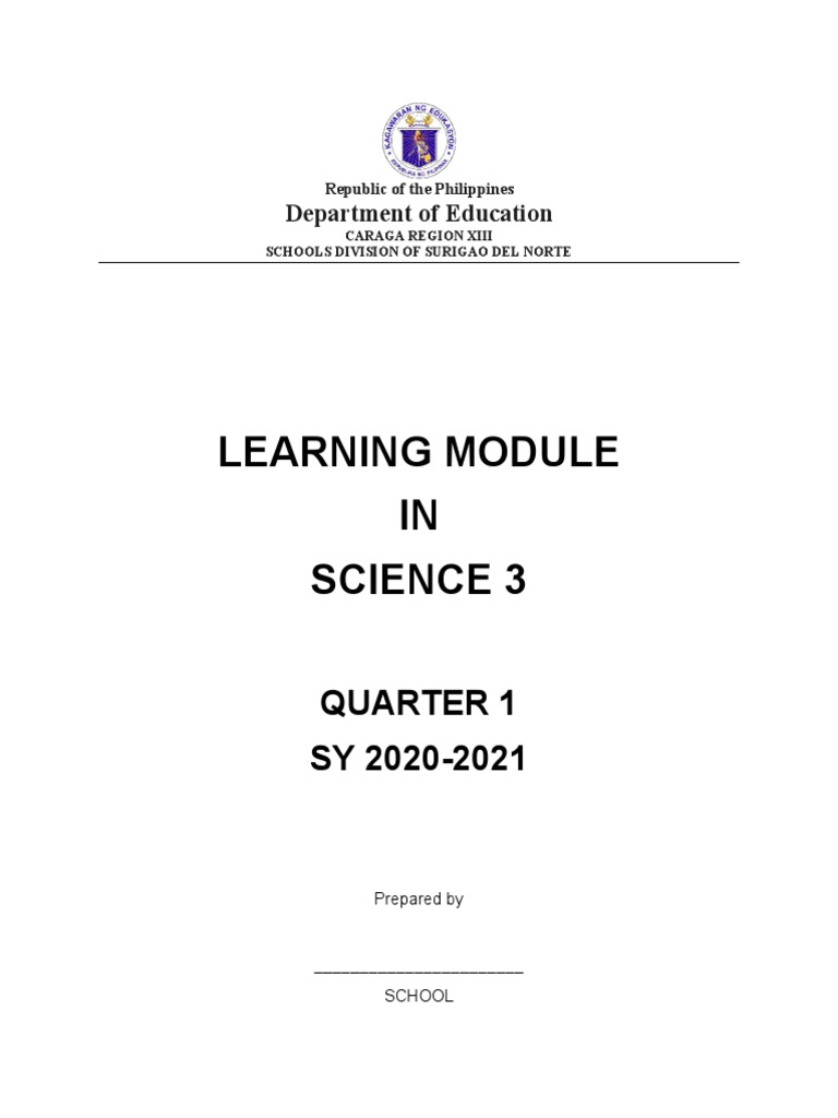 Learning Module IN Science 3: Quarter 1 SY 2020-2021 | PDF | Computers