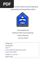 Analyzing of Water Resources Systems Using Linear Programming and Transportation Method