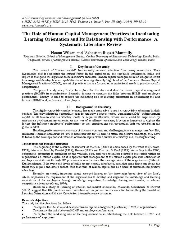 Human Capital Management and Performance | PDF | Applied Psychology ...