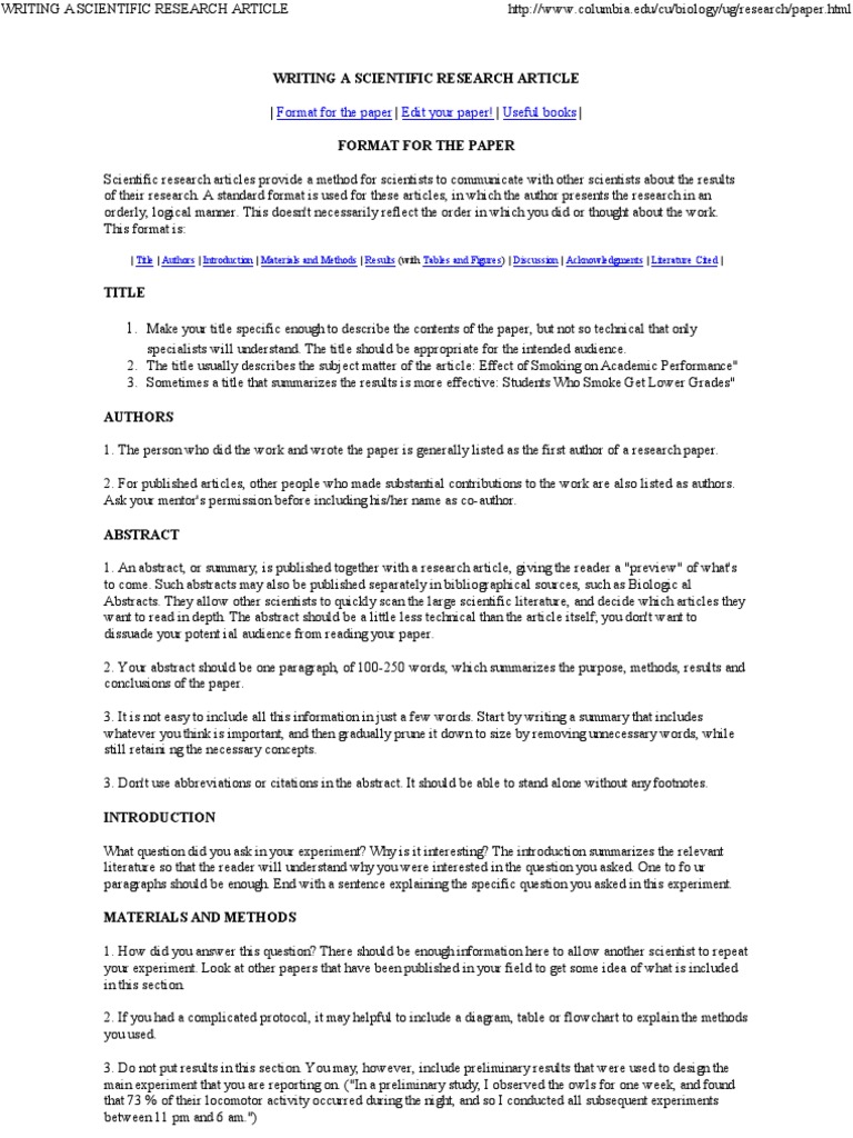 Writing A Scientific Research Paper | PDF | Abstract (Summary ...