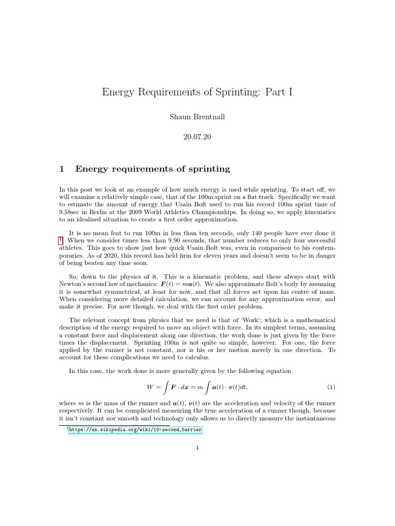 Estimating Acceleration in Sprinting | PDF | Force | Drag (Physics)