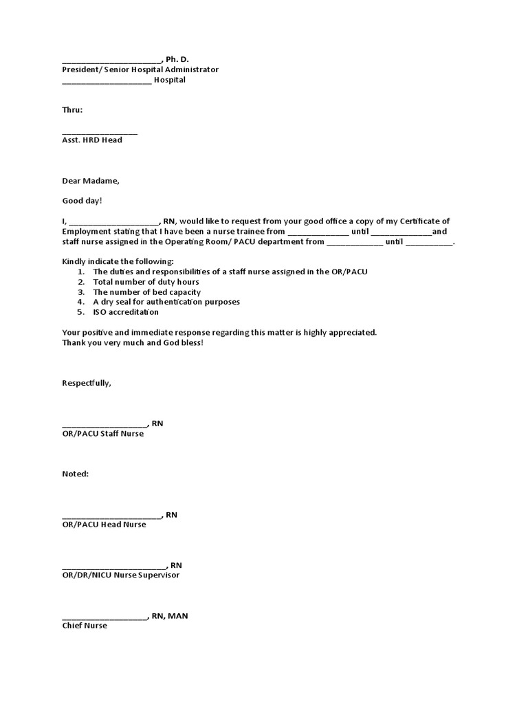 COE Request Letter OR Sample PDF Health Care Medicine