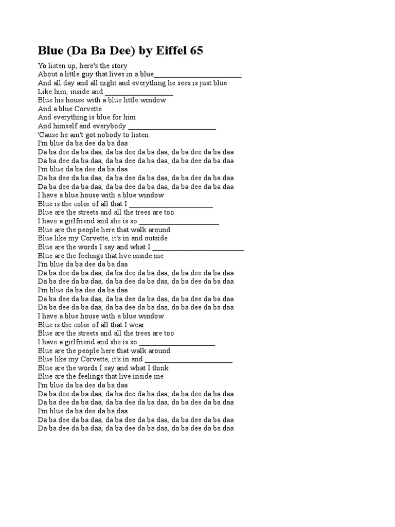 Blue (Da Ba Dee) by Eiffel