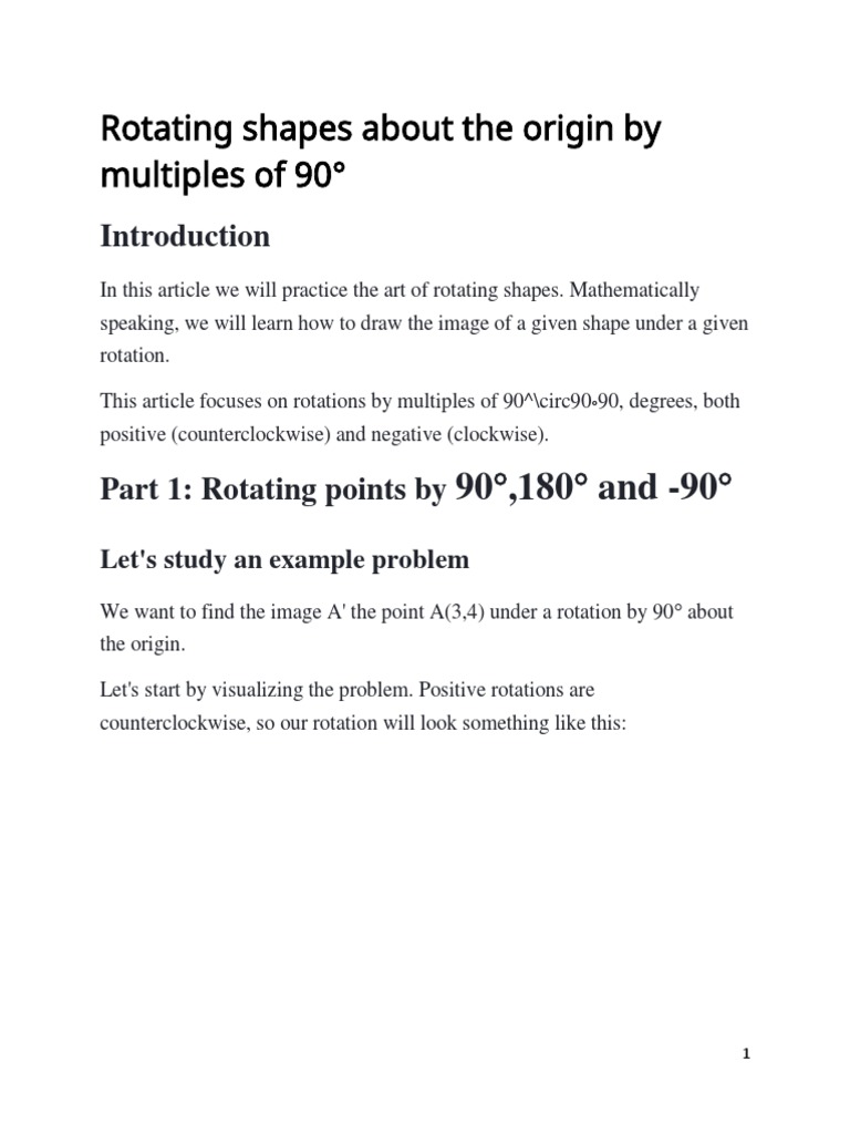 Rotating Shapes by 90 Degrees Explained | PDF