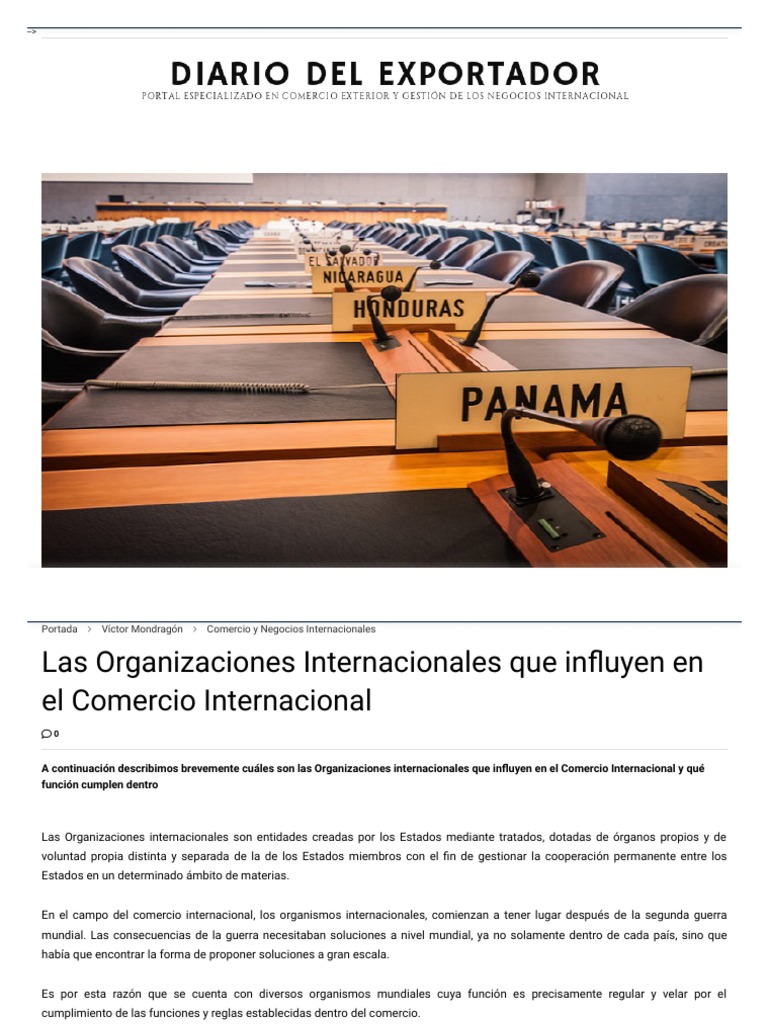 Unidad 2. Recurso 2. Enlace Web. Las Organizaciones Internacionales Que  Influyen en El Comercio Internacional | PDF | foro Economico Mundial |  Fondo Monetario Internacional