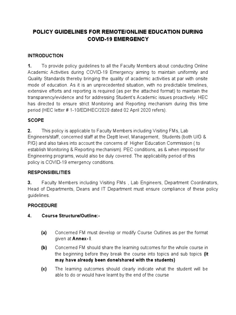 Academics Policy Guidelines | PDF | Lecture | Learning