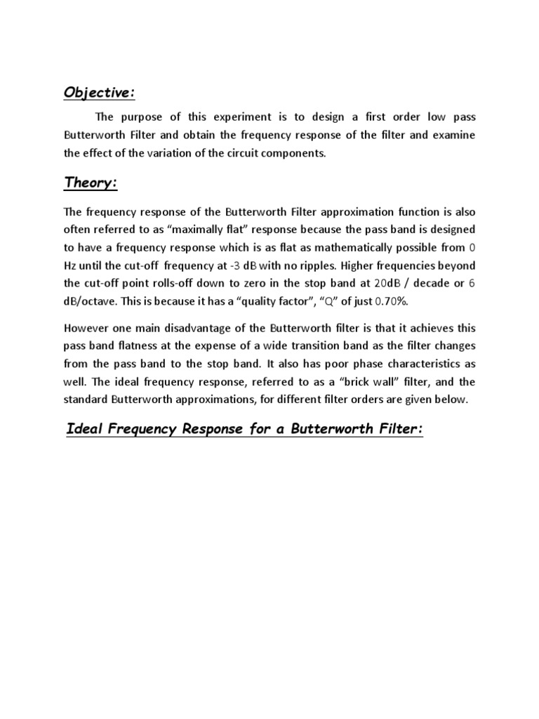 To Design Low Pass Butterworth Filter | PDF | Filter (Signal Processing ...