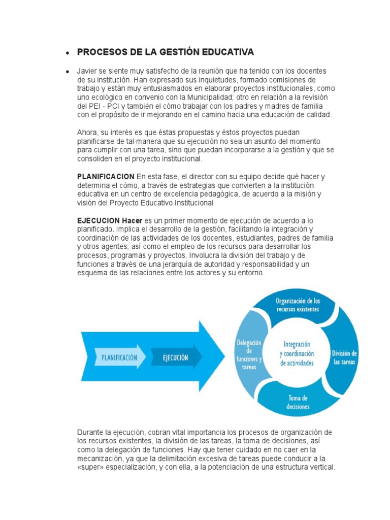 Procesos en la Gestión Educativa | PDF | Evaluación | Planificación