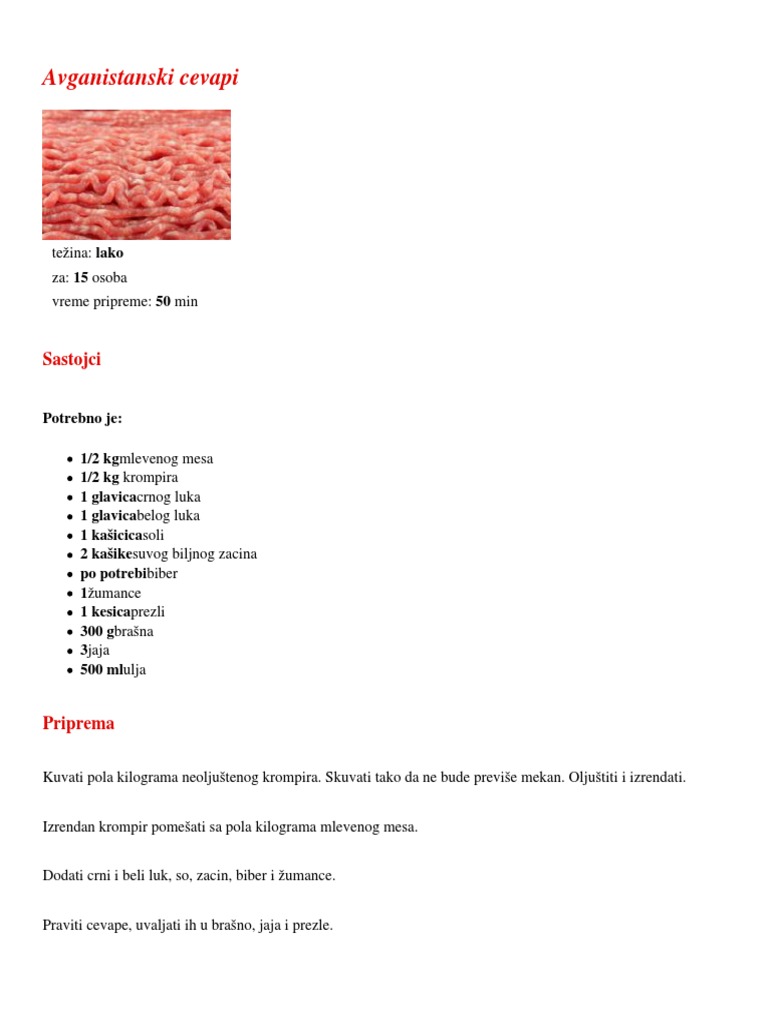 Avganistanski Ćevapi | PDF