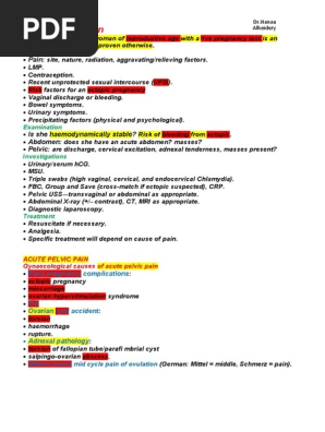 Acute Pelvic Pain History Ovarian Cancer Sexual Anatomy