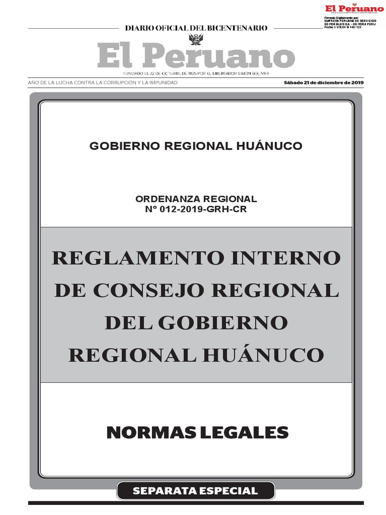 1839584-1 Reglamento Interno Del Consejo Regional 2019 PDF | PDF ...