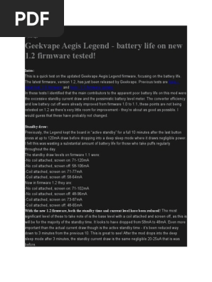 Aegis Legend 1.2 Firmware Battery Update | PDF